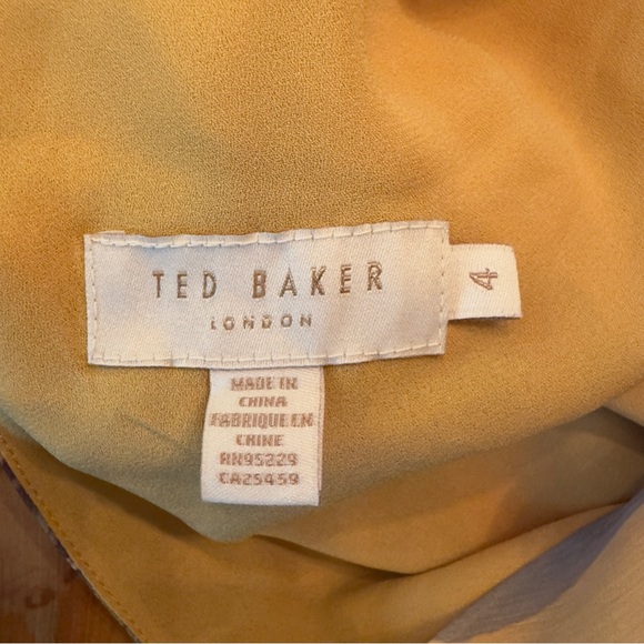 Ted Baker Darcila Floral Peplum Top Size 4 (US 10) Yellow Puff Sleeve - Picture 6 of 9